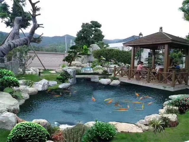 郴州庭院鱼池假山设计